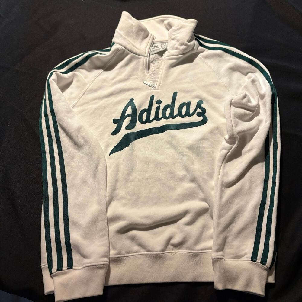 Adidas Quarter Zip with Green Velvet Logo Size Medium